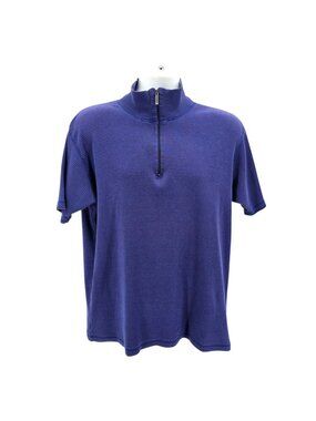 Vintage Polo Sport Ralph Lauren Mens XL Shirt 1/4 Zip Striped Purple Black